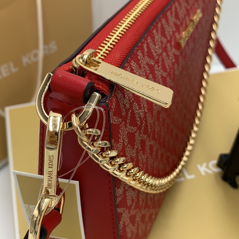MICHAEL KORS GIFTABLE SHOULDER BAG & CARD HOLDER BOXED SET CHILI PALE GOLD GLITT - Picture 13 of 16
